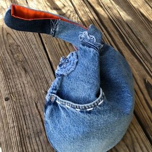 Upcycled Denim Jeans Japanese Knot Bag